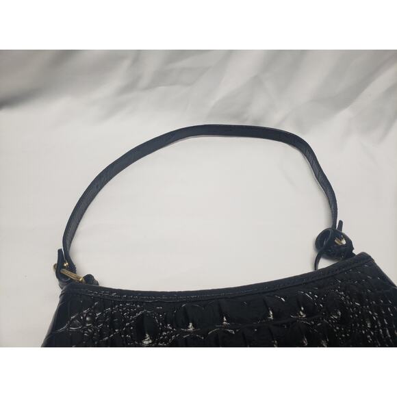 Brahmin Bekka Shoulder Bag Black Melbourne | Croc Embossed Leather Small Purse - Picture 10 of 12